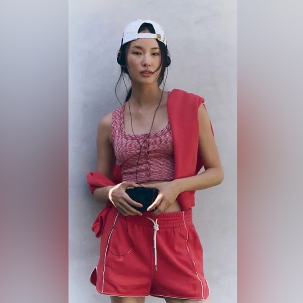 New! Free People Swan Song Cami Red size M/L athletic active crop top